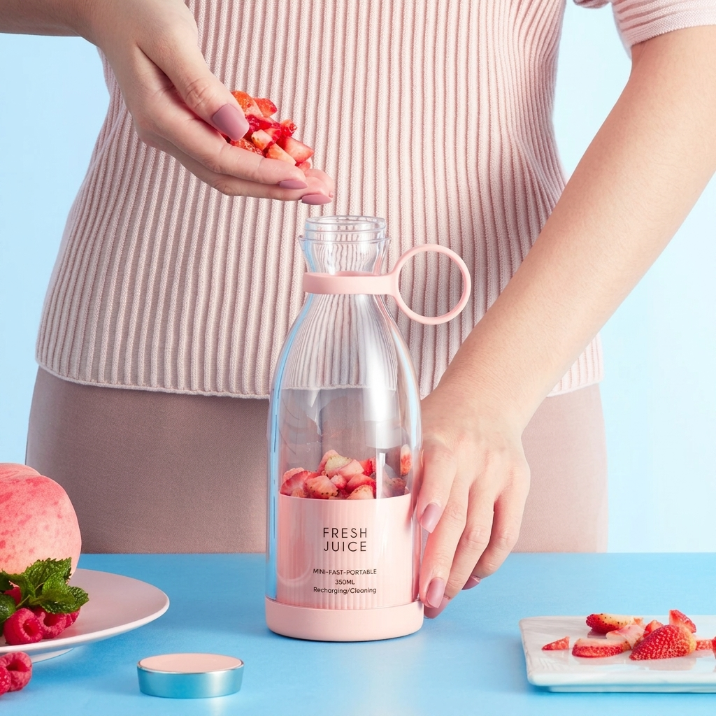 Portable Mini Blender 350ML – Wireless Rechargeable Smoothie & Fruit Juice Mixer